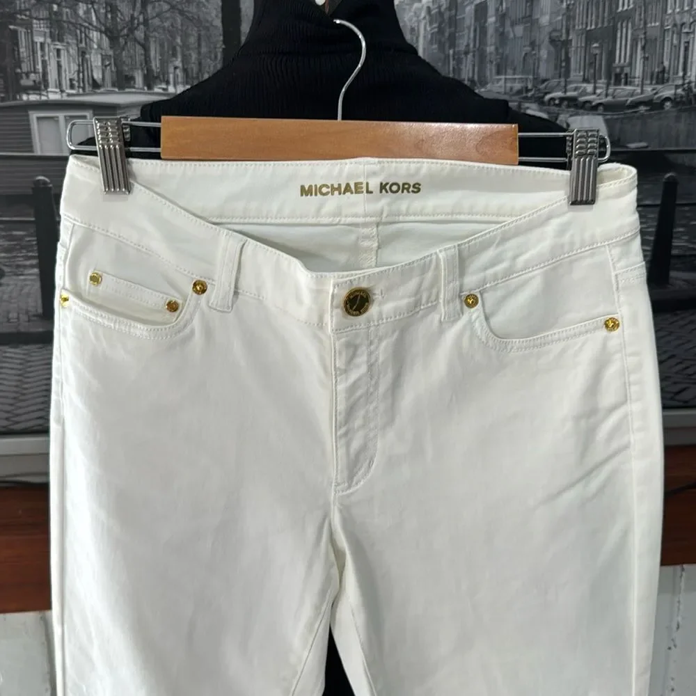 Michael Kors Women's White Skinny Jeans Ankle Stretch size 6 Sexy